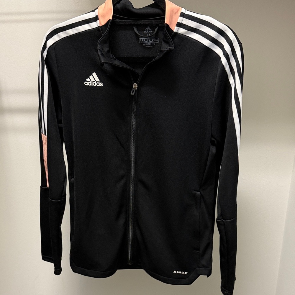 Adidas Jacket with White Stripes and Peach Details